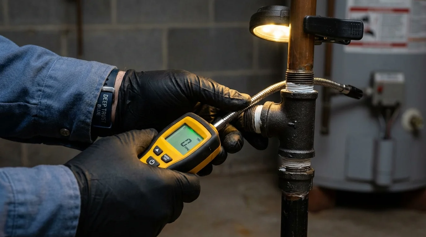 Gas leak detection with electronic sniffer by Johns Plumbing LLC in Leander