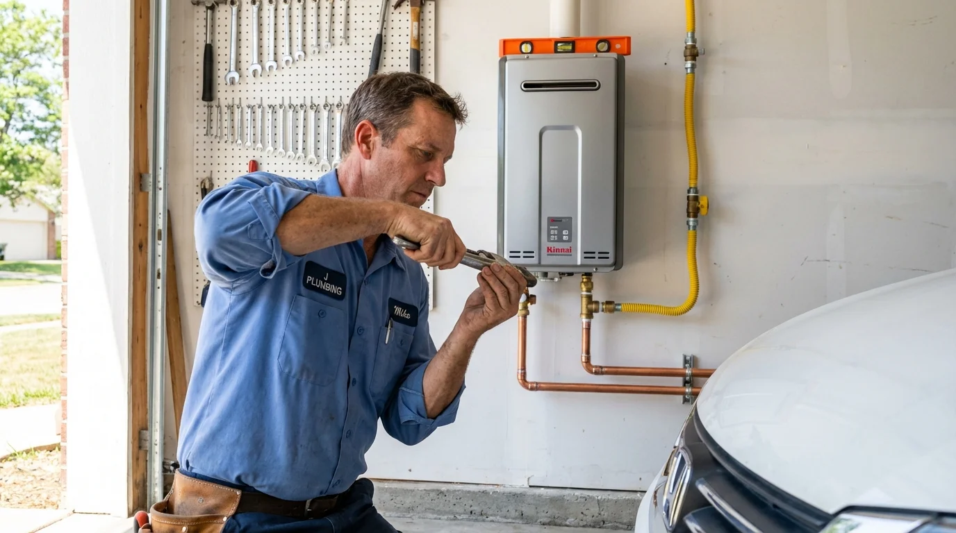 Tankless water heater installation by a Johns Plumbing LLC plumber in Leander